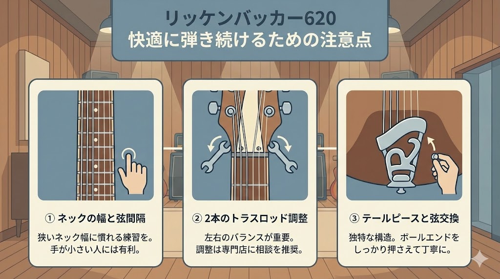 リッケンバッカー620を快適に弾き続けるための注意点
