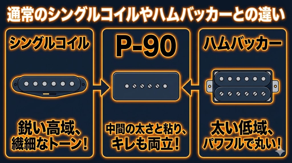 通常のシングルコイルやハムバッカーとの違い